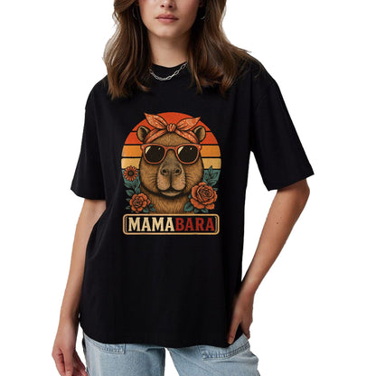 Cute Capybara Shirt, Funny Capybara Unisex T-Shirt/Hoodie/Sweatshirt HLT00 - Mamabara Capybara Mother T-Shirt (1)
