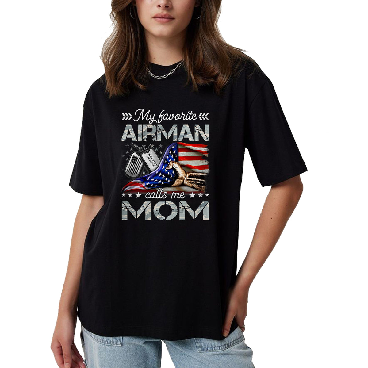 Gift for Mom Shirt, Funny Mom Unisex T-Shirt/Hoodie/Sweatshirt HLT00 - My Favorite Airman Calls Me Mom Proud US Air Force Mom T-Shirt