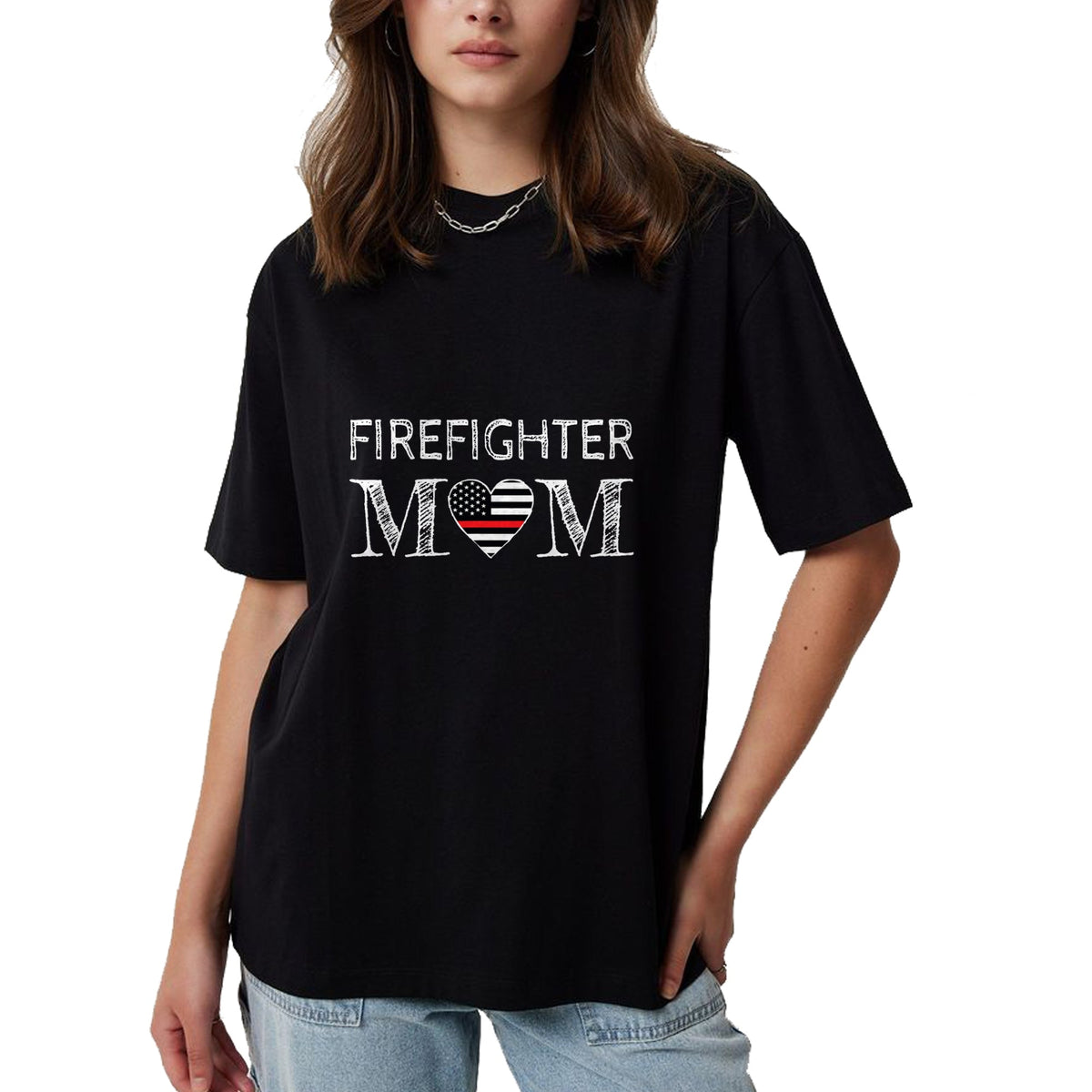 Gift for Mom Shirt, Funny Mom Unisex T-Shirt/Hoodie/Sweatshirt HLT00 - Firefighter Mom Mother Support the Thin Red Line Flag Son T-Shirt