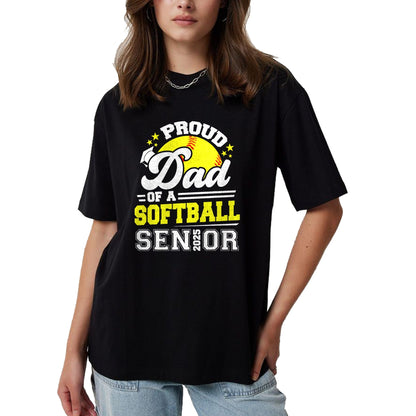 Gift for Dad Shirt, Funny Dad Unisex T-Shirt/Hoodie/Sweatshirt HLT00 – Proud Dad Of A Softball Senior 2025 Graduate T-Shirt