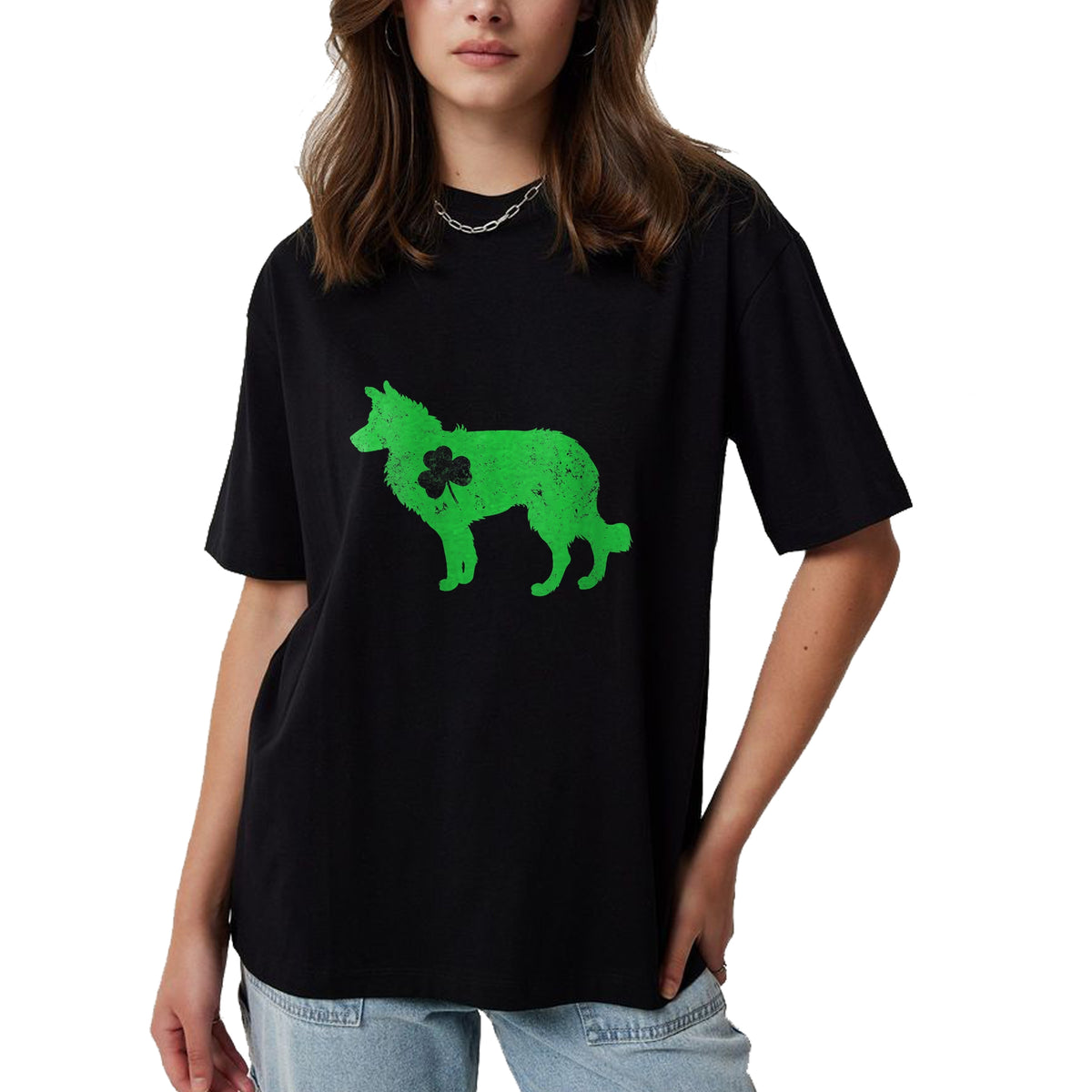 Patrick Day Shirts for Family, Funny Patrick Day shirts, st patrick's day Unisex T-Shirt/Hoodie/Sweatshirt HLT00 - Womens border collie Irish Clover St Patrick Day Leprechaun Dog V-Neck T-Shirt