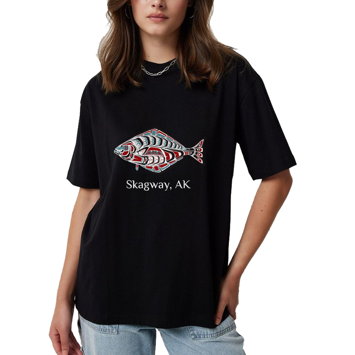 Native American T-Shirts, Vintage Native American Unisex T-Shirt/Hoodie/Sweatshirt HLT00 - Native American Skagway Alaska Halibut Northwest Indian Gift