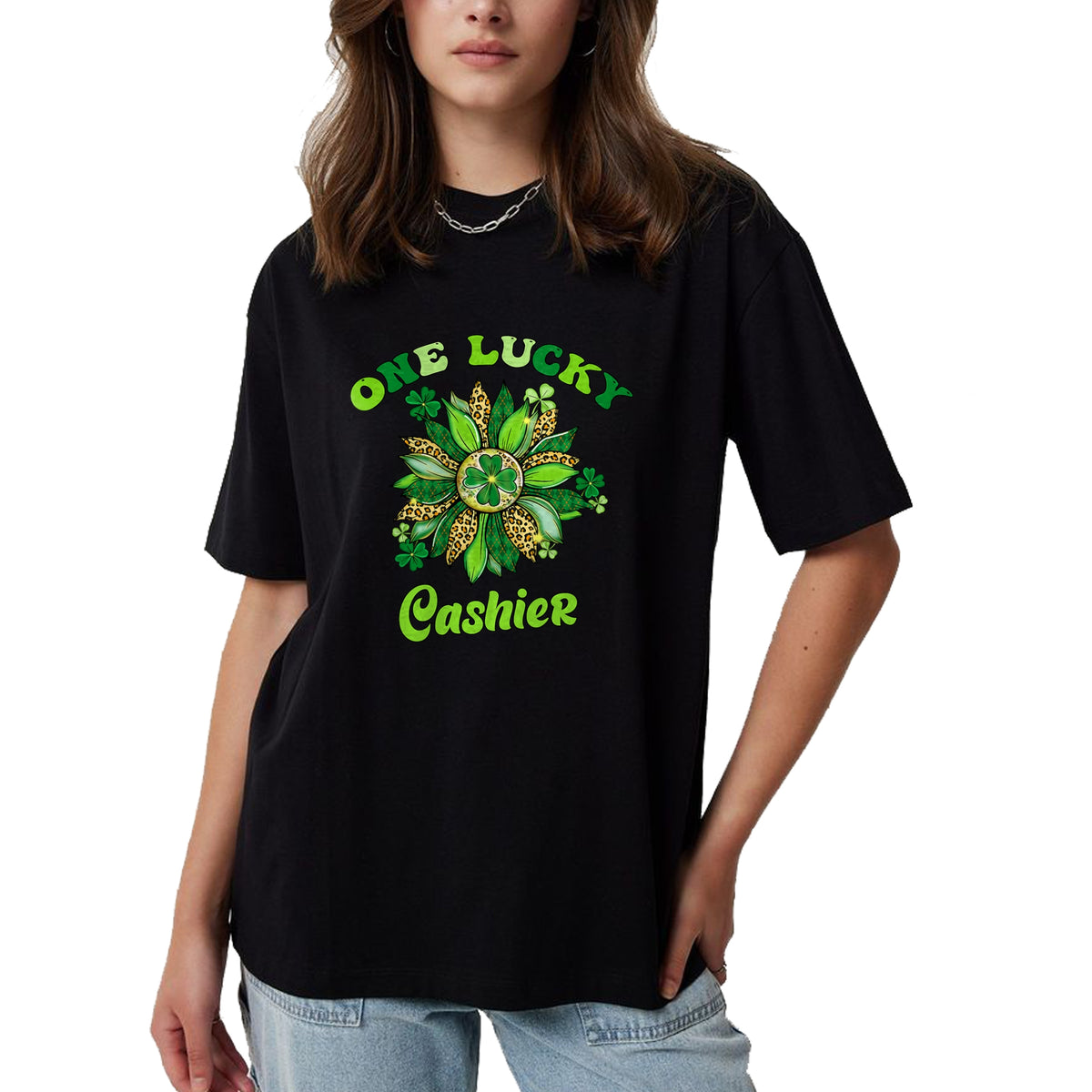 Patrick Day Shirts for Family, Funny Patrick Day shirts, st patrick's day Unisex T-Shirt/Hoodie/Sweatshirt HLT00 - St Patrick Day Shamrock One Lucky Cashier Retro Saint Paddys T-Shirt