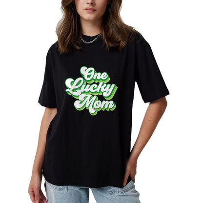 Gift for Mom Shirt, Funny Mom Unisex T-Shirt/Hoodie/Sweatshirt HLT00 - One Lucky Mom Retro Vintage St Patricks Day T-Shirt
