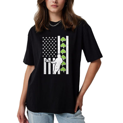 Patrick Day Shirts for Family, Funny Patrick Day shirts, st patrick's day Unisex T-Shirt/Hoodie/Sweatshirt HLT00 - US Flag Shamrock Lacrosse Vintage Lax St Patrick Day Patriot T-Shirt