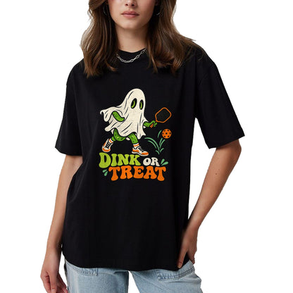 Funny Pickleball Shirt, Pickleball Lover Unisex T-Shirt/Hoodie/Sweatshirt HLT00 - Halloween Pickleball Ghost Men Women Pickleball Halloween T-Shirt