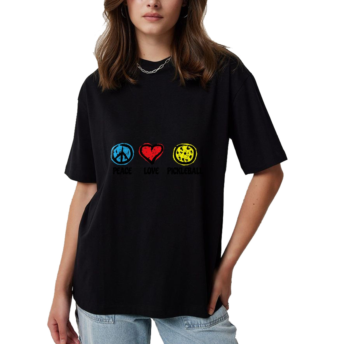 Funny Pickleball Shirt, Pickleball Lover Unisex T-Shirt/Hoodie/Sweatshirt HLT00 - Peace Love Pickleball Pickleball Shirt for Pickleball Player T-Shirt
