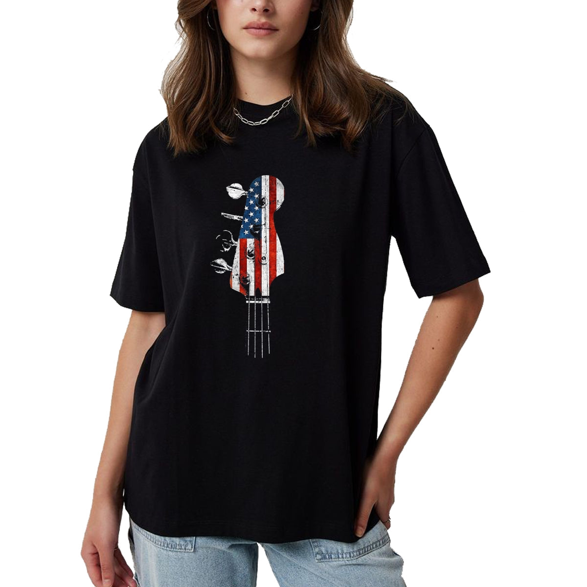 Guitar Lover Shirt, Funny Guitar UnisexT-Shirt/Hoodie/Sweatshirt HLT00 - Bass Guitar Headstock USA Flag for Bassist and Bass Player T-Shirt, Men_s Big and Tall, Black, 2X Ta