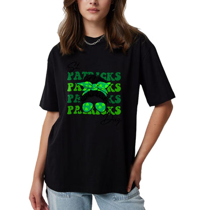 Patrick Day Shirts for Family, Funny Patrick Day shirts, st patrick's day Unisex T-Shirt/Hoodie/Sweatshirt HLT00 - Happy St Patrick Day Funny Messy Bun Glasses Women T-Shirt