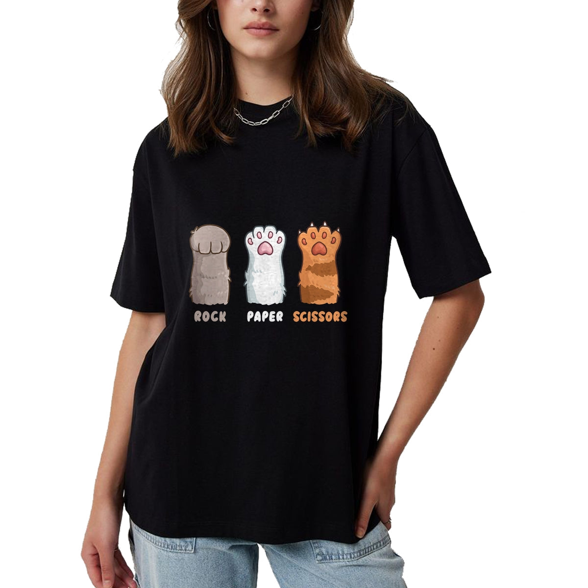 Cat Love Shirt, Funny Cat Lover Gift UnisexT-Shirt/Hoodie/Sweatshirt HLT00 - Cat Lover Cat Owner Funny Cat Rock Paper Scissors T-Shirt