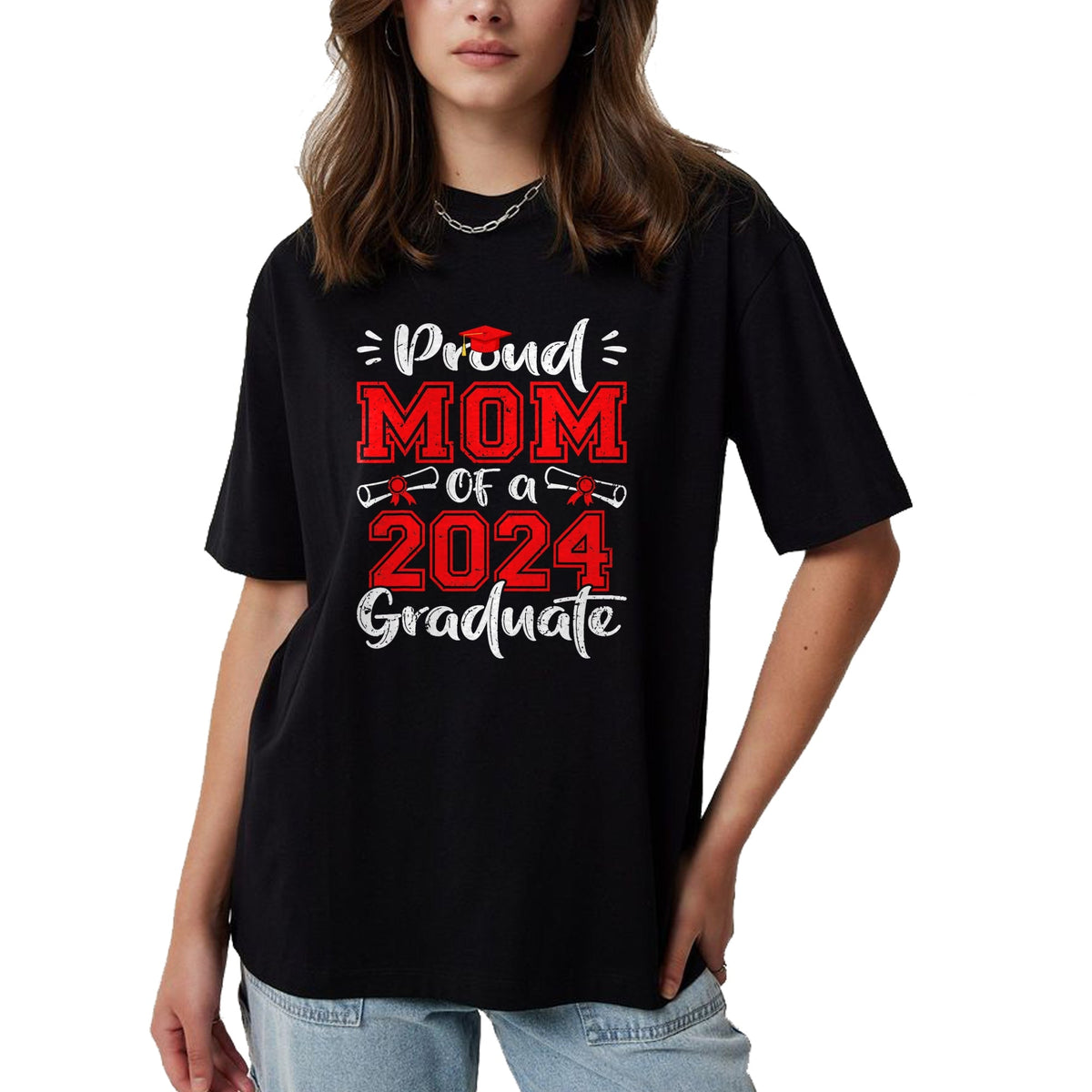 Gift for Mom Shirt, Funny Mom Unisex T-Shirt/Hoodie/Sweatshirt HLT00 - Mom Senior 2024 Proud Mom Of A Class Of 2024 Graduate T-Shirt