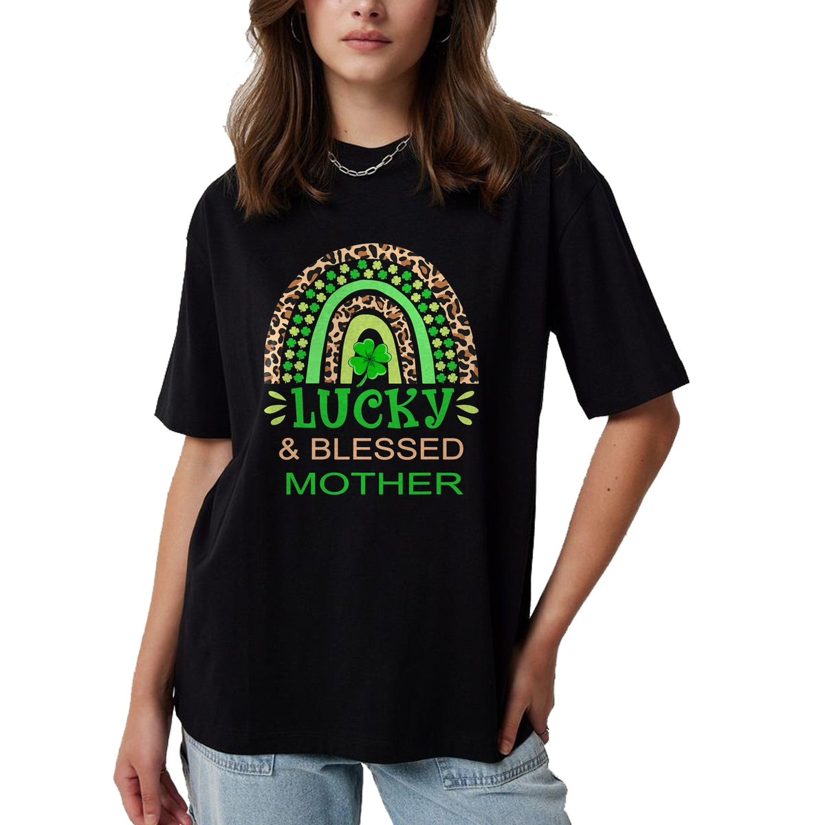 Gift for Mom Shirt, Funny Mom Unisex T-Shirt/Hoodie/Sweatshirt HLT00 - One Lucky Mom St. Patricks Day Blessed Mother Mama T-Shirt