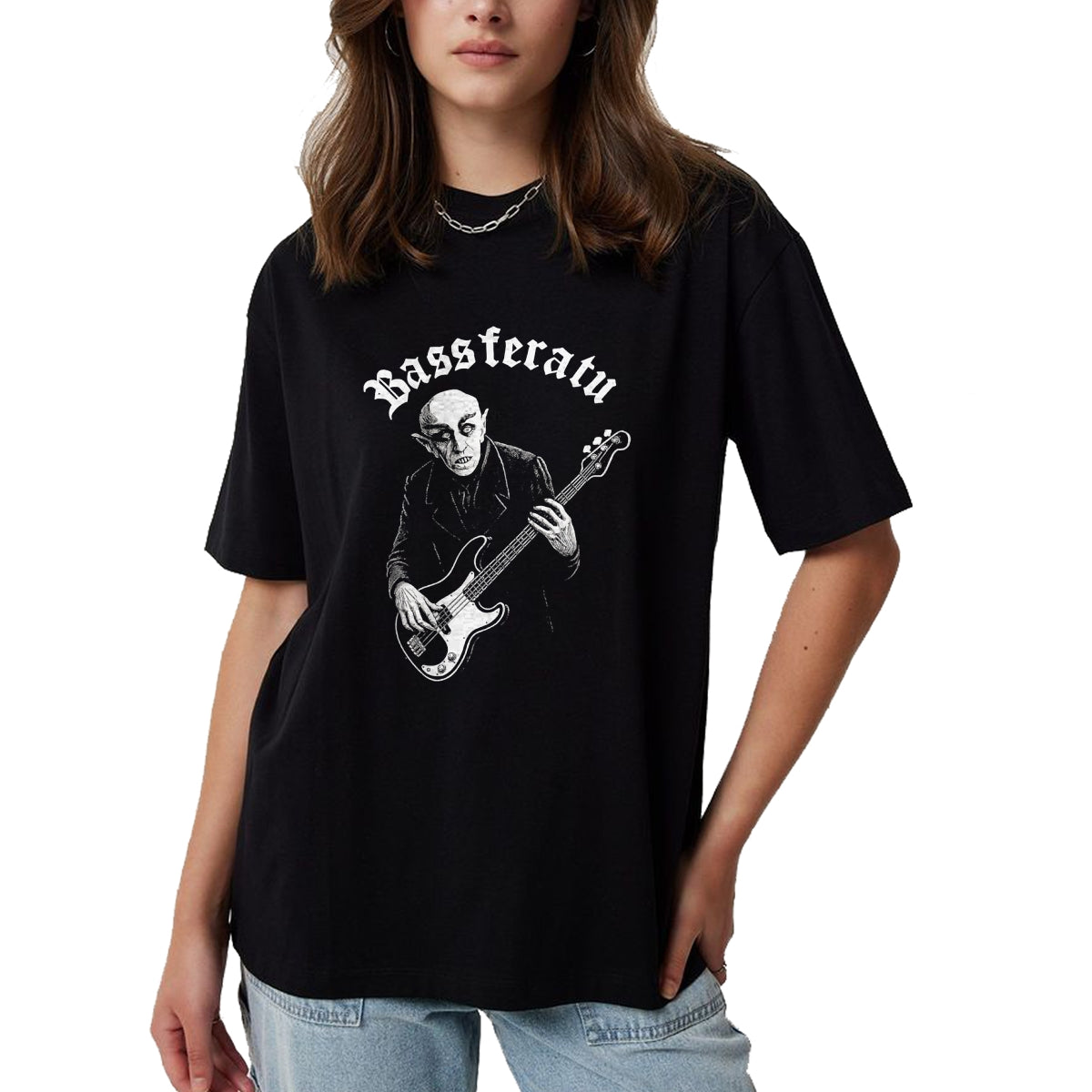 Guitar Lover Shirt, Funny Guitar UnisexT-Shirt/Hoodie/Sweatshirt HLT00 - Bassferatu Gothic Horror Bass Guitar Player Halloween Parody T-Shirt