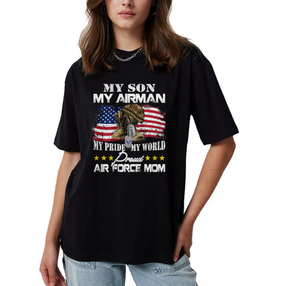 Gift for Mom Shirt, Funny Mom Unisex T-Shirt/Hoodie/Sweatshirt HLT00 - Proud Air Force Mom Air Force Graduation Military Mom Gift T-Shirt