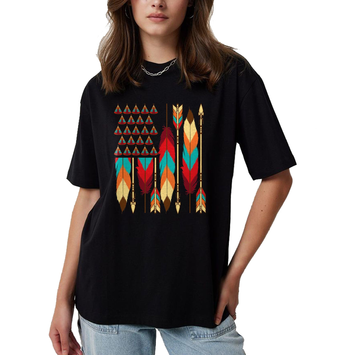 Native American T-Shirts, Vintage Native American Unisex T-Shirt/Hoodie/Sweatshirt HLT00 - Native American Flag - Pride Month Indigenous People Veteran