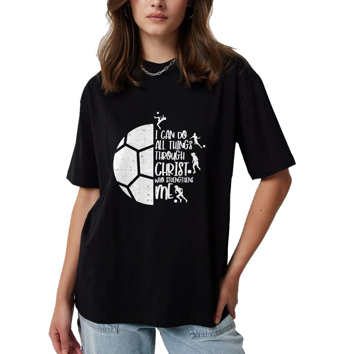Christian Tee, Christian Faith Unisex T-Shirt/Hoodie/Sweatshirt HLT00 - I Can Do Things Through Christ Soccer Football God Gift T-Shirt