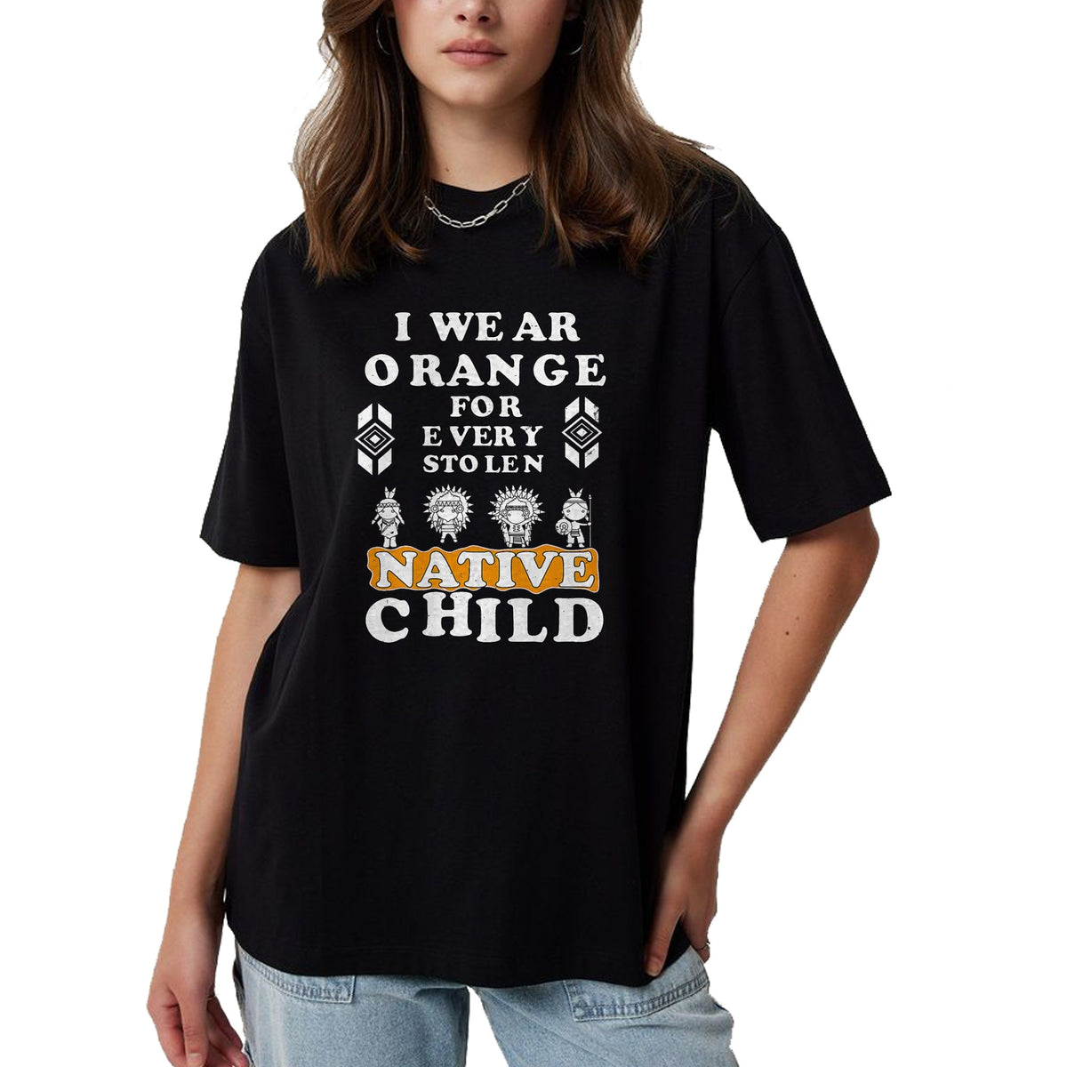 Native American T-Shirts, Vintage Native American Unisex T-Shirt/Hoodie/Sweatshirt HLT00 - I Wear Orange For Every American Native Child Indian Prid