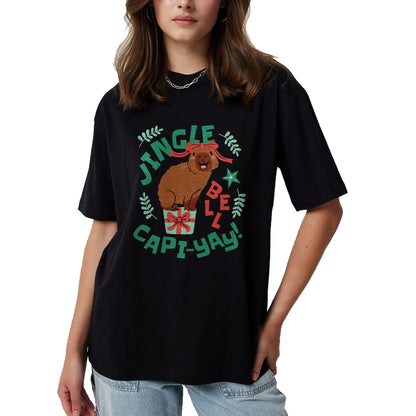 Cute Capybara Shirt, Funny Capybara Unisex T-Shirt/Hoodie/Sweatshirt HLT00 - Festive Capybara Long Sleeve T-Shirt