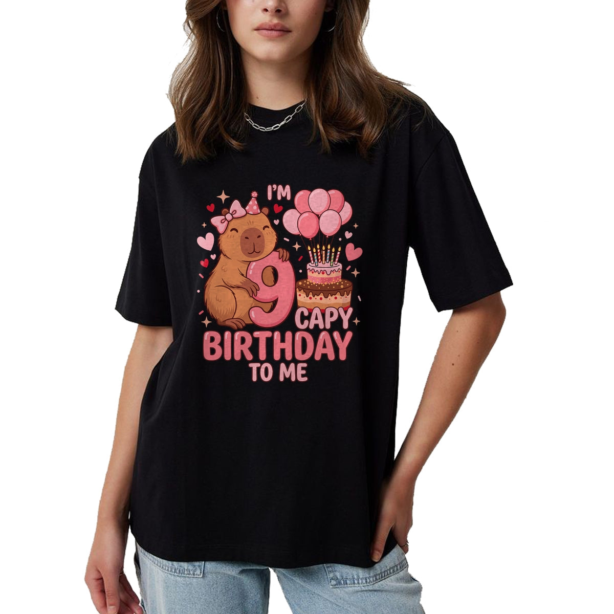 Cute Capybara Shirt, Funny Capybara UnisexT-Shirt/Hoodie/Sweatshirt HLT00 - Capybara 9 Year Birthday Girl Capybara 9th Birthday 2017 T-Shirt