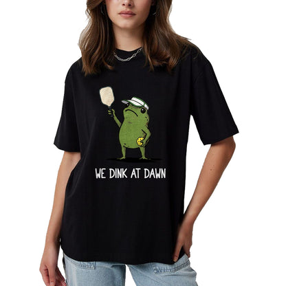 Funny Pickleball Shirt, Pickleball Lover Unisex T-Shirt/Hoodie/Sweatshirt HLT00 - We Dink At Dawn Funny Pickleball Frog T-Shirt