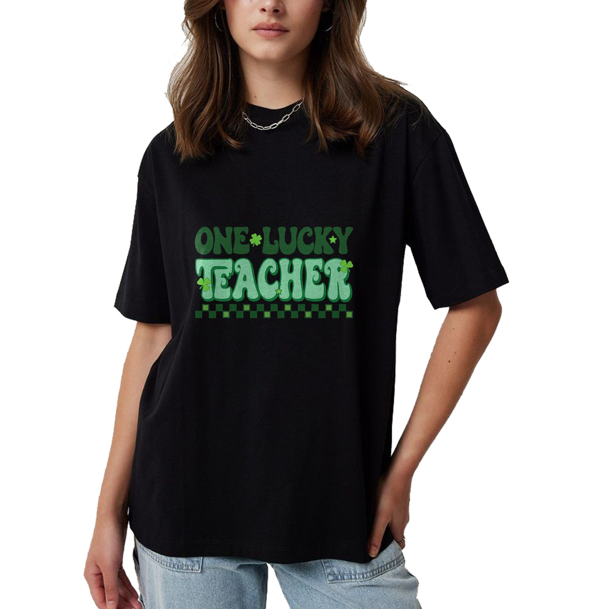 Patrick Day Shirts for Family, Funny Patrick Day shirts, st patrick's day Unisex T-Shirt/Hoodie/Sweatshirt HLT00 - St Patrick Day Shamrock One Lucky Teacher Retro Saint Pattys T-Shirt