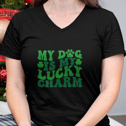 Gift for Mom Shirt, Funny Mom Unisex T-Shirt/Hoodie/Sweatshirt HLT00 - My Dog Is My Lucky Charm Retro St Patricks Day Dog Mom T-Shirt