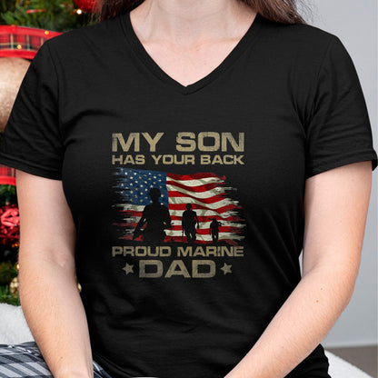 Gift for Dad Shirt, Funny Dad Unisex T-Shirt/Hoodie/Sweatshirt HLT00 – My Son Has Your Back - Marine - Dad Camouflage T-Shirt