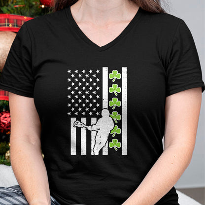 Patrick Day Shirts for Family, Funny Patrick Day shirts, st patrick's day Unisex T-Shirt/Hoodie/Sweatshirt HLT00 - US Flag Shamrock Lacrosse Vintage Lax St Patrick Day Patriot T-Shirt