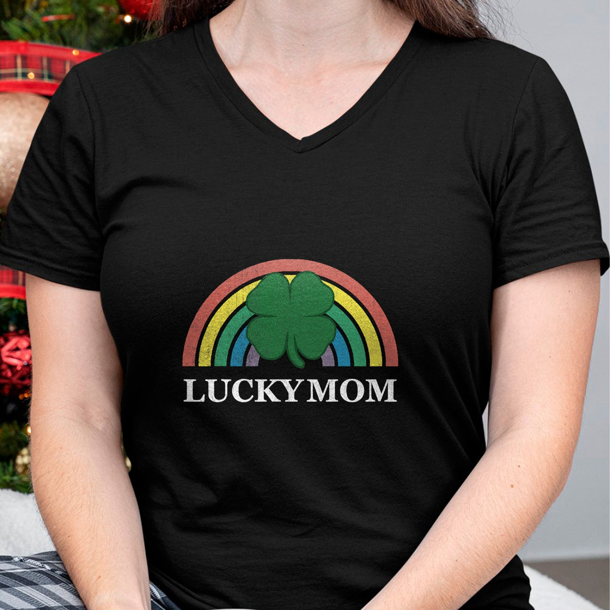 Gift for Mom Shirt, Funny Mom Unisex T-Shirt/Hoodie/Sweatshirt HLT00 - Lucky Mom Shamrock St. Patricks Day Rainbow Saint Paddys T-Shirt