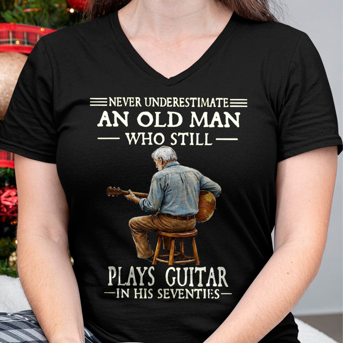 Guitar Lover Shirt, Funny Guitar UnisexT-Shirt/Hoodie/Sweatshirt HLT00 - Never Underestimate an Old Man Who Plays Guitar Seventies T-Shirt, Men, Heather Blue, Medium