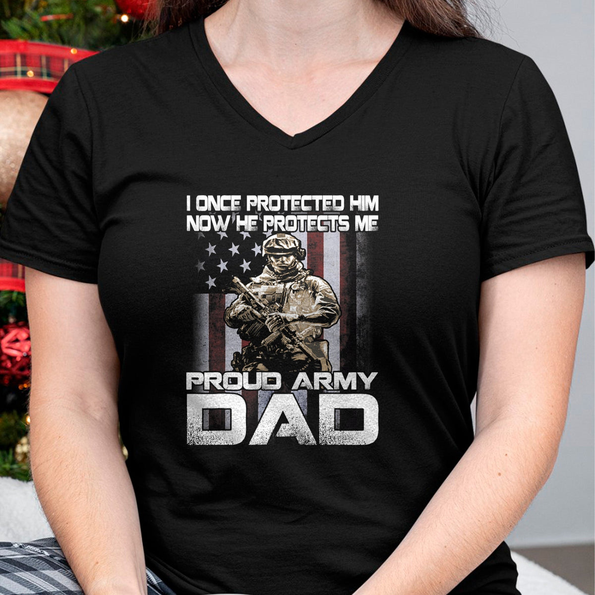 Gift for Dad Shirt, Funny Dad Unisex T-Shirt/Hoodie/Sweatshirt HLT00 – I Once Protected Him Now He Protects Me Proud Army Dad T-Shirt