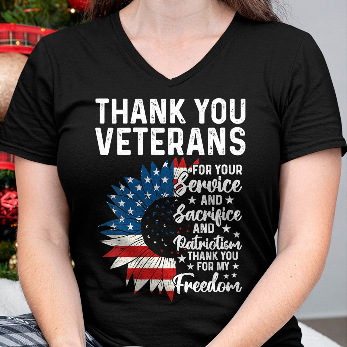 Proud Veteran Shirt, Funny Veteran UnisexT-Shirt/Hoodie/Sweatshirt HLT00 - Womens Thank You Veterans for Your Service and Sacrifice US Veteran V-Neck T-Shirt
