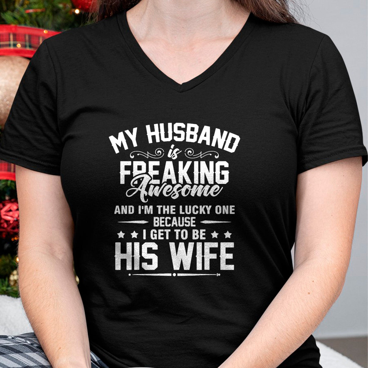 Best Wife Shirt, Wife and Husband Unisex T-Shirt/Hoodie/Sweatshirt HLT00 - Gift for wife T shirt, lucky wife   Lucky Wife, Awesome Life Because My Husband T-Shirt