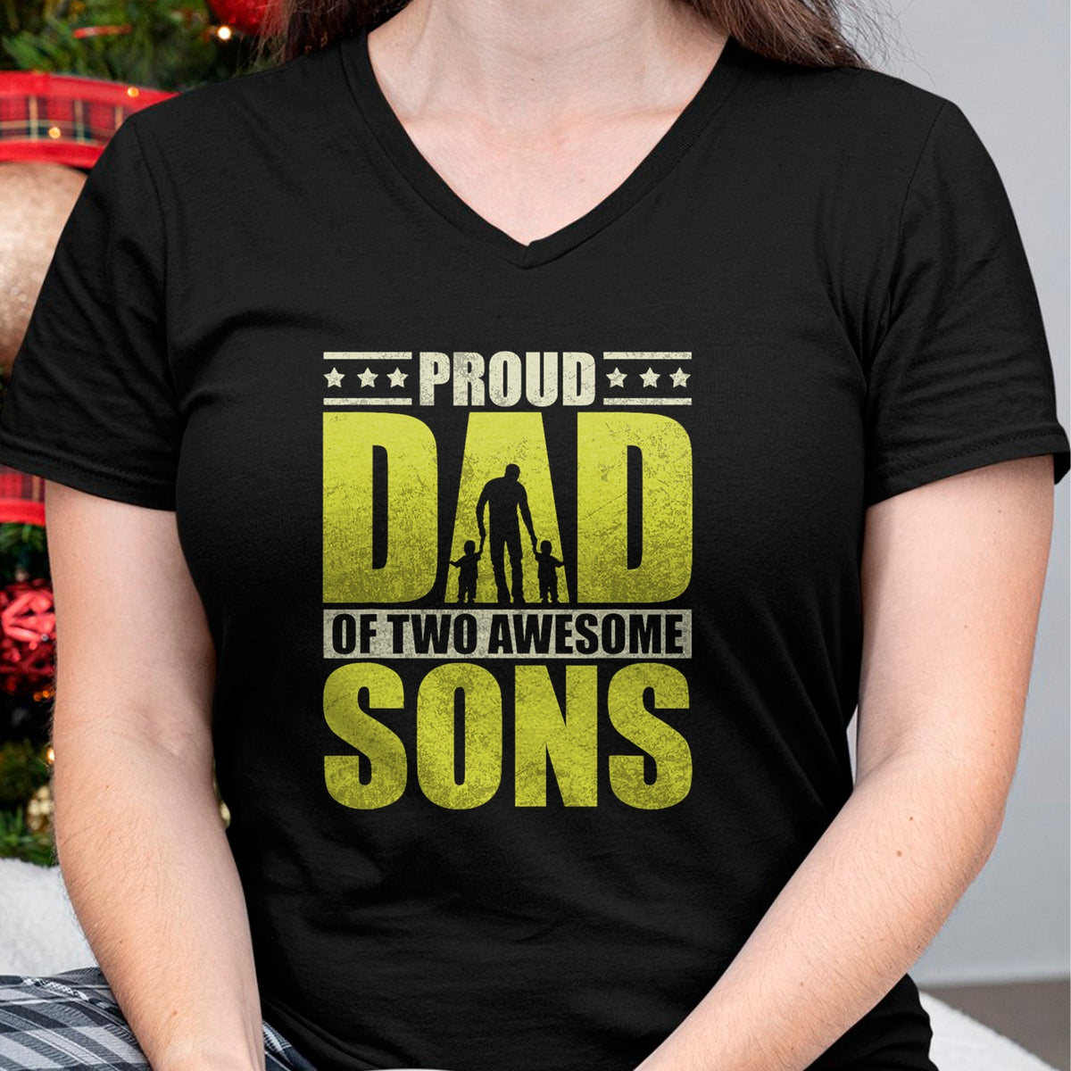 Gift for Dad Shirt, Funny Dad Unisex T-Shirt/Hoodie/Sweatshirt HLT00 – Proud father two sons dad daddy father_s day gift idea T-Shirt