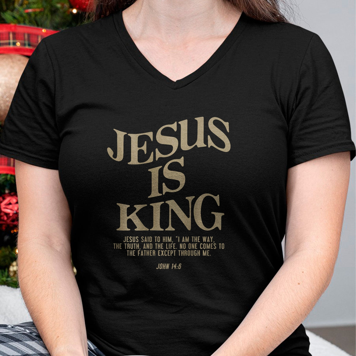 Christian Tee, Christian Faith Unisex T-Shirt/Hoodie/Sweatshirt HLT00 - Jesus Is King Jesus John 146 Costume Christian (On Back) T-Shirt (1)