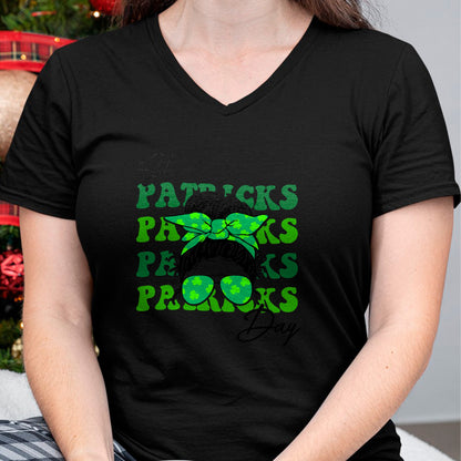 Patrick Day Shirts for Family, Funny Patrick Day shirts, st patrick's day Unisex T-Shirt/Hoodie/Sweatshirt HLT00 - Happy St Patrick Day Funny Messy Bun Glasses Women T-Shirt