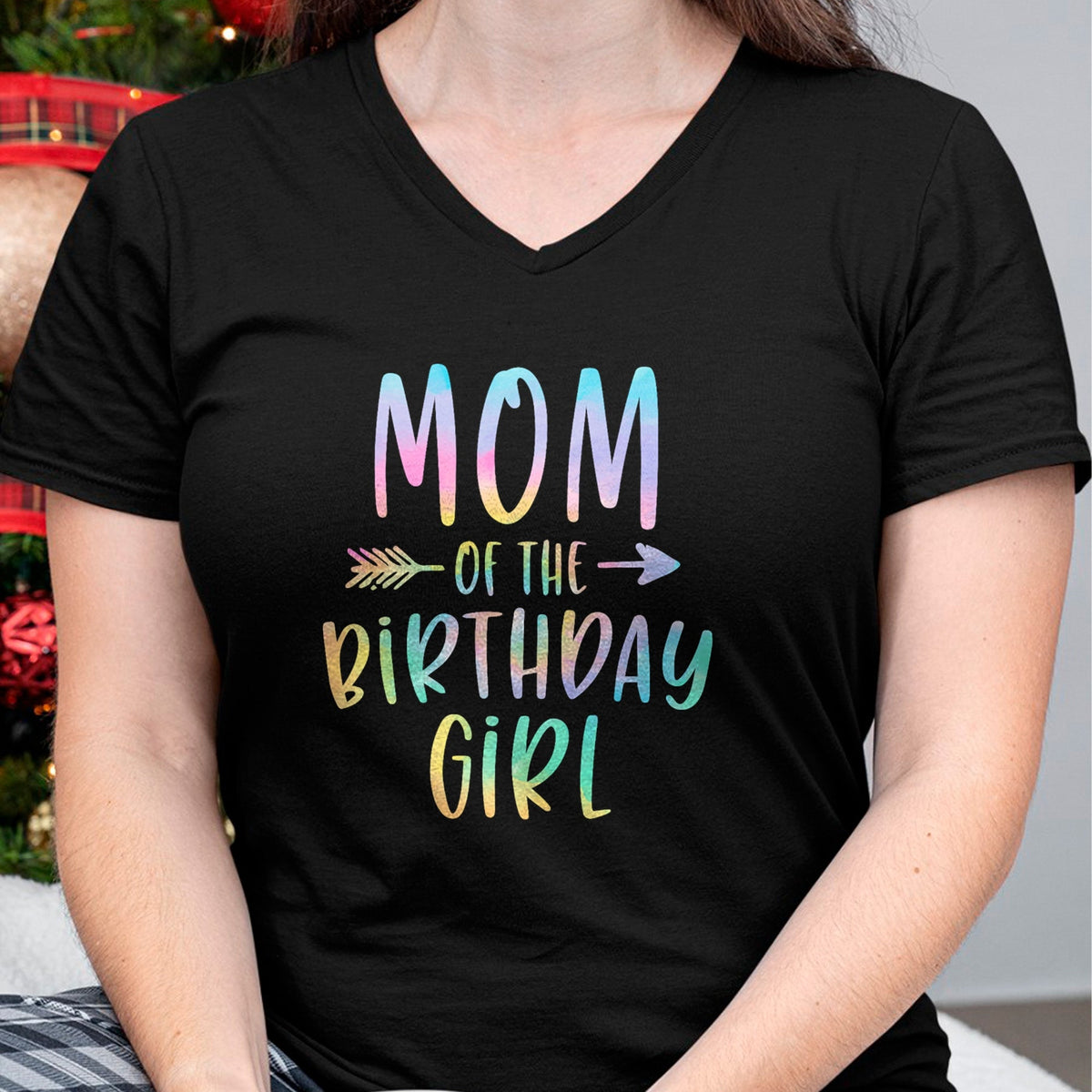 Gift for Mom Shirt, Funny Mom Unisex T-Shirt/Hoodie/Sweatshirt HLT00 - Mom of the Birthday Girl Tie Dye Colorful Bday T-Shirt
