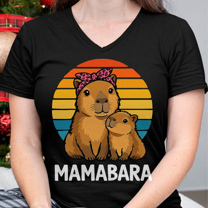 Cute Capybara Shirt, Funny Capybara Unisex T-Shirt/Hoodie/Sweatshirt HLT00 - Mamabara Capybara Mother T-Shirt