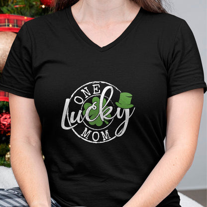 Gift for Mom Shirt, Funny Mom Unisex T-Shirt/Hoodie/Sweatshirt HLT00 - One Lucky Mom Funny Mother Irish Clovers St Patricks Day T-Shirt
