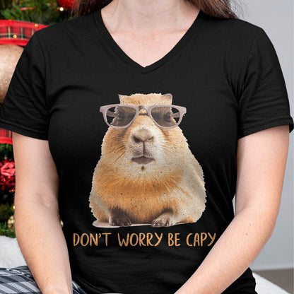 Cute Capybara Shirt, Funny Capybara Unisex T-Shirt/Hoodie/Sweatshirt HLT00 - Funny Graphic Don_t Worry Be Capy Capybara T-Shirt