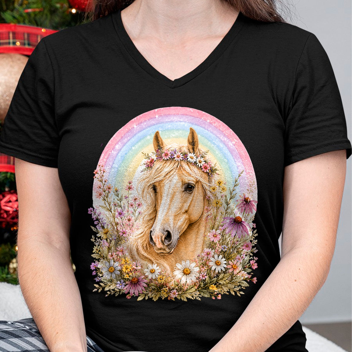 Best Horse Lover Shirt , Funny Horse UnisexT-Shirt/Hoodie/Sweatshirt HLT00 - Girls who Love Horses Birthday Party Costume Rainbow Flowers T-Shirt