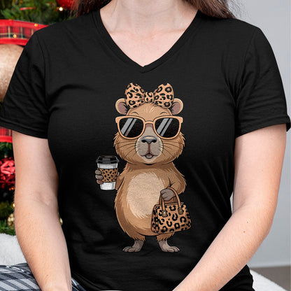 Cute Capybara Shirt, Funny Capybara Unisex T-Shirt/Hoodie/Sweatshirt HLT00 - Fashion Funny Leopard Capybara Coffee Cute Women Girls T-Shirt