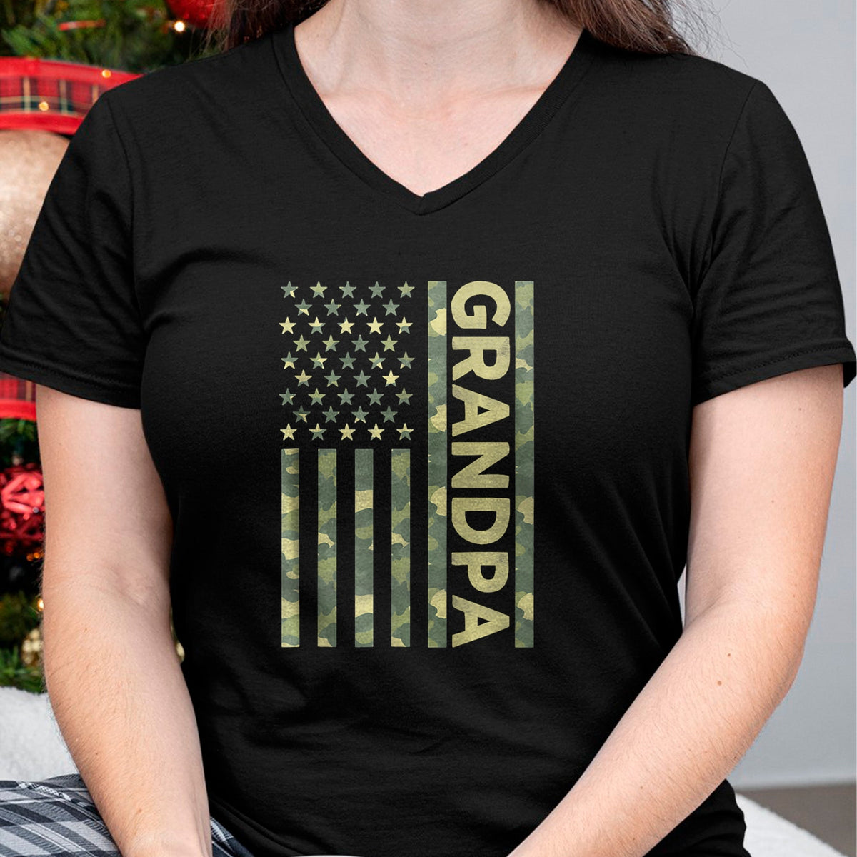 Gift for Dad Shirt, Funny Dad Unisex T-Shirt/Hoodie/Sweatshirt HLT00 – Proud Grandpa Camouflage American US Flag Camo Father_s Day Premium T-Shirt
