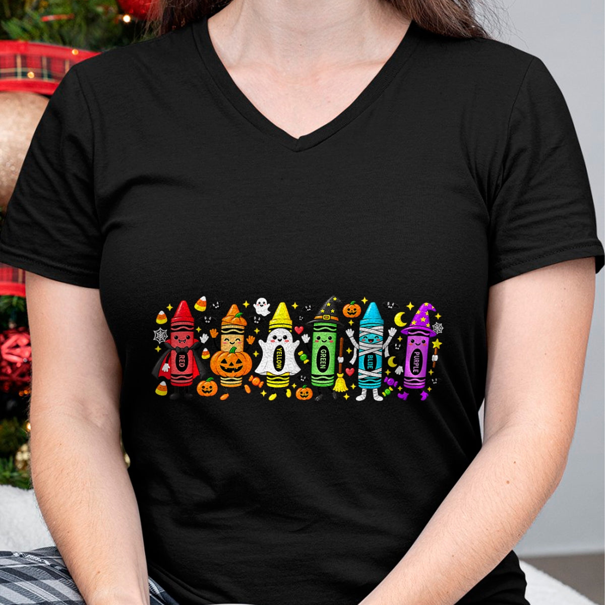 Best Teacher Shirt, Funny Teacher UnisexT-Shirt/Hoodie/Sweatshirt HLT00 - Halloween Crayons Teacher Spooky Teacher T-Shirt