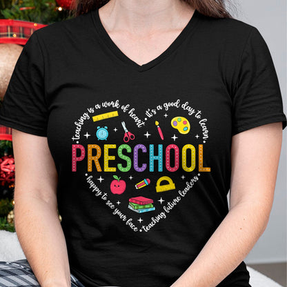 Best Teacher Shirt, Funny Teacher UnisexT-Shirt/Hoodie/Sweatshirt HLT00 - Preschool Teacher Pre-K Heart First Day of Preschool Kids T-Shirt (1)