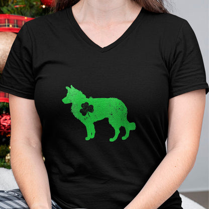 Patrick Day Shirts for Family, Funny Patrick Day shirts, st patrick's day Unisex T-Shirt/Hoodie/Sweatshirt HLT00 - Womens border collie Irish Clover St Patrick Day Leprechaun Dog V-Neck T-Shirt