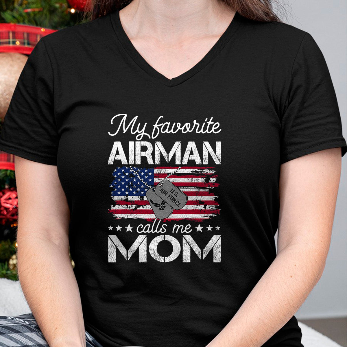 Gift for Mom Shirt, Funny Mom Unisex T-Shirt/Hoodie/Sweatshirt HLT00 - My Favorite Airman Calls Me Mom Air Force Mom T-Shirt