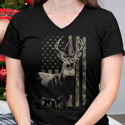 Funny Hunting Shirt, Gift For Hunting Lover Unisex T-Shirt/Hoodie/Sweatshirt HLT00 - Hunting Camo American Flag Deer T-Shirt
