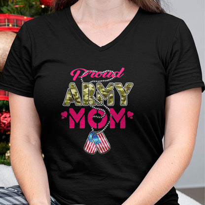 Gift for Mom Shirt, Funny Mom Unisex T-Shirt/Hoodie/Sweatshirt HLT00 - Proud Army Mom US Flag Camo Dog Tags Military Mother T-Shirt