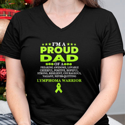 Gift for Dad Shirt, Funny Dad Unisex T-Shirt/Hoodie/Sweatshirt HLT00 – I_m proud dad of Lymphoma warrior Lime Green Ribbon T-Shirt